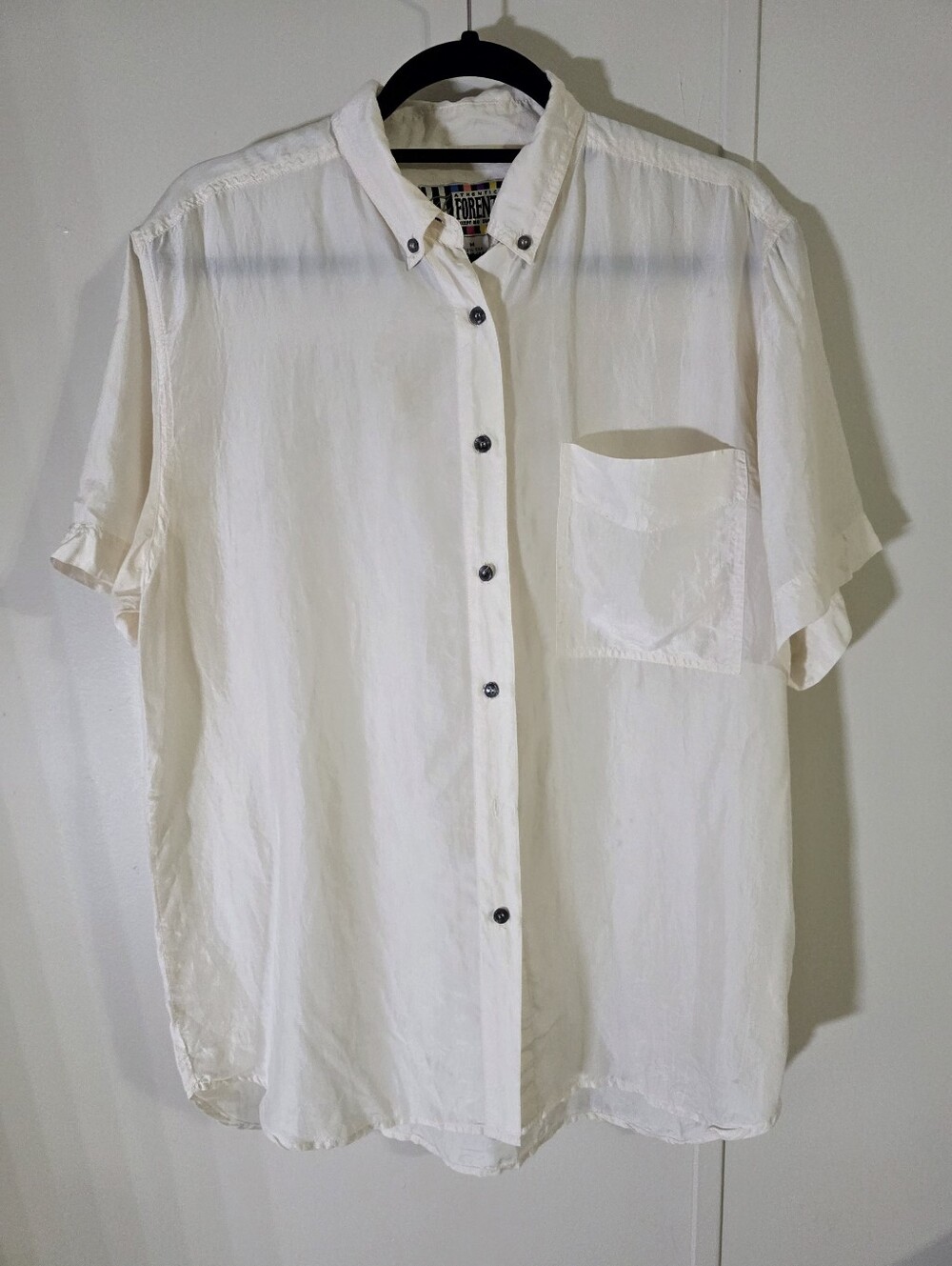 Forenza Vintage Cream Short-Sleeve Button-Down Shirt with Chest Pocket
